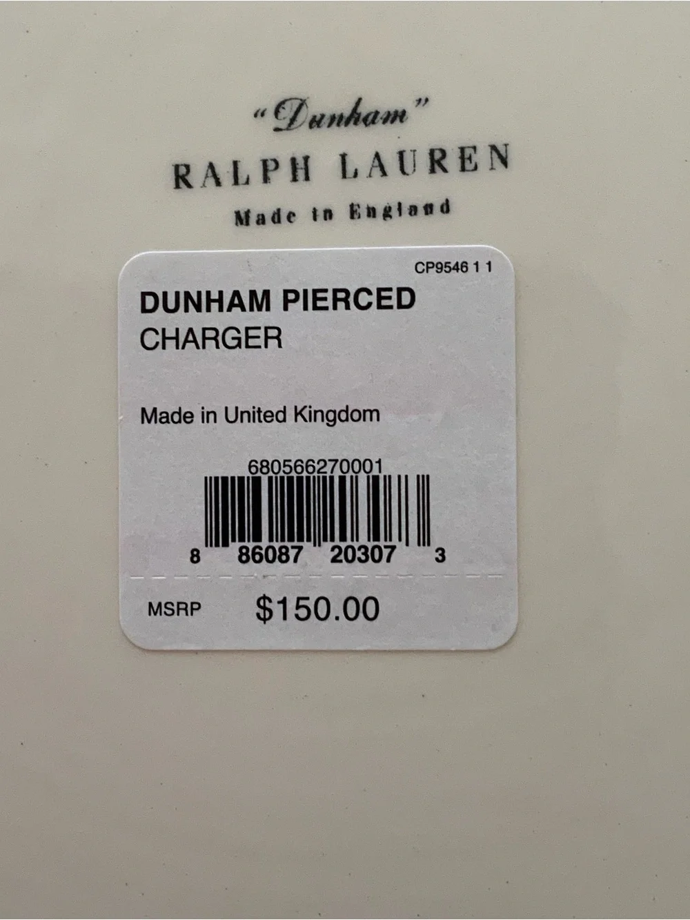 Dunham by Ralph Lauren Cream Pierced Rim Dinner Plate Trio